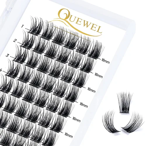 Miniatura 61 de QUEWEL Kit de extensión de pestañas DIY, racimos de pestañas 3D con 280 piezas, racimos de pestañas mixtas de 10-16 mm (30+40+50D), pinzas