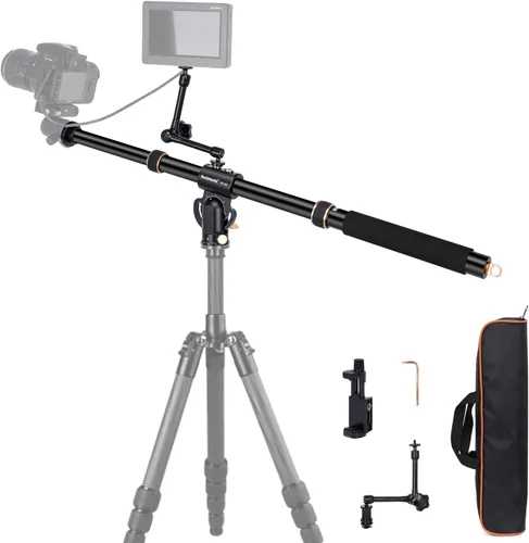 Miniatura 10 de Koolehaoda Brazo de extensión de trípode de 16.5" con columna central horizontal, extensión de boom de 28mm con base giratoria rotativa de 360°