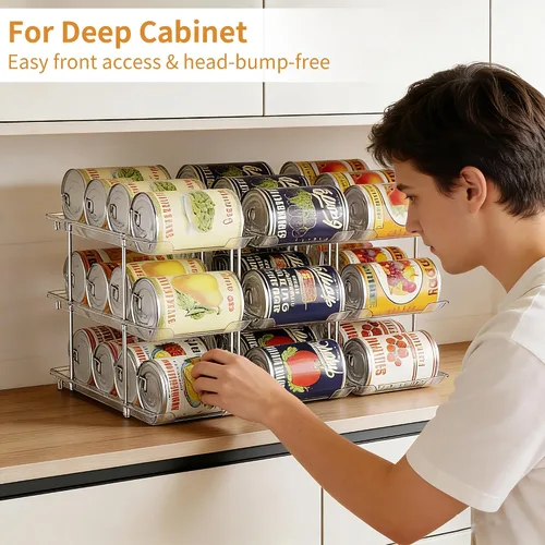 Miniatura 3 de LXLXXL Organizador de latas para despensa de 6 niveles x 3 conservas, organizador de alimentos enlatados para gabinete, organizador