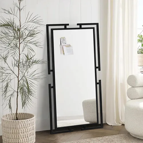 Miniatura 15 de Espejo de pared decorativo grande, espejo negro de 24 x 36 pulgadas para baño, decoración de pared de vidrio templado con marco de metal para sala