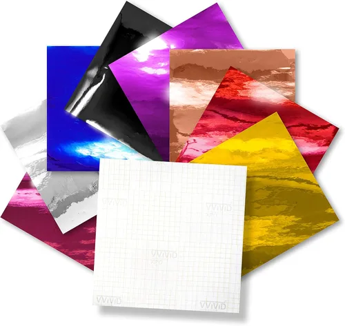 VViViD DECO65 - Rollo de vinilo adhesivo multicolor metálico con purpurina para manualidades (paquete de 8 colores cromados (16 hojas de 12 x 15