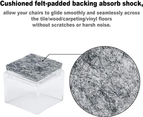 Miniatura 5 de Anwenk Protectores cuadrados de suelo para patas de silla de 1 x 1 pulgada con almohadillas de fieltro de 1 pulgada y 1 pulgada, protectores Paquete