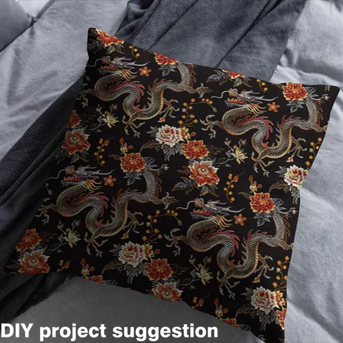 Miniatura 4 de Feelyou The Yard, tela de tapicería de dragón de estilo chino oriental para sillas, diseño bordado floral de animales de la selva, tela decorativa