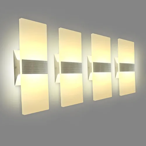 Miniatura 8 de KICAAO Juego de 2 apliques de pared modernos, luz LED de pared de 10 W, luz blanca de 6000 K hacia arriba y hacia abajo, iluminación de pared Blanco
