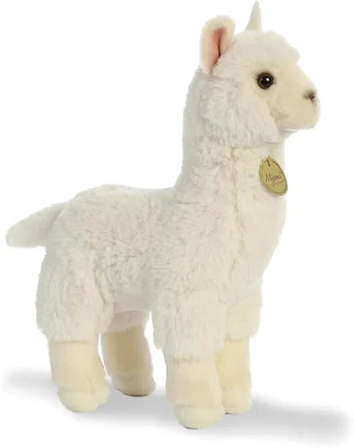 Miniatura 2 de Aurora® Adorable alpaca de peluche Miyoni®, detalle realista, compañía entrañable, blanco, 11 pulgadas