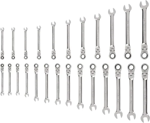Miniatura 8 de TEKTON Juego de llaves de combinación con cabeza flexible de 12 puntos con organizadores modulares, 19 piezas (6-24 mm) WRC95303