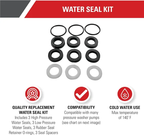 Miniatura 2 de Kit de sello de agua de repuesto Simpson Cleaning 7106627 para bombas de lavado a presión, negro