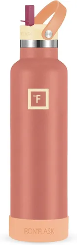 Miniatura 22 de IRON °FLASK Botellas de agua de campamento/senderismo, 3 tapas (estrecha con popote), sin fugas, aisladas al vacío, acero inoxidable de doble pared