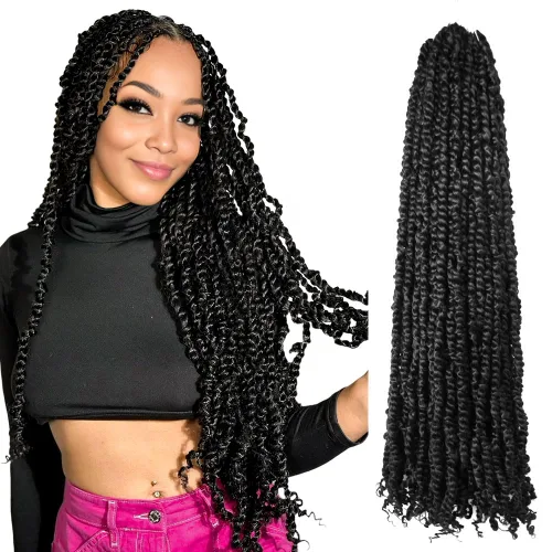 Miniatura 34 de Pelo Passion Twist de 8 pulgadas, trenzas de ganchillo pretrenzadas, paquetes de 8 paquetes (1B/negro natural)