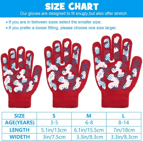 Miniatura 6 de Syhood 6 pares de guantes elásticos de invierno para niños, guantes de camuflaje con dedos completos para niños de 5 a 8 años