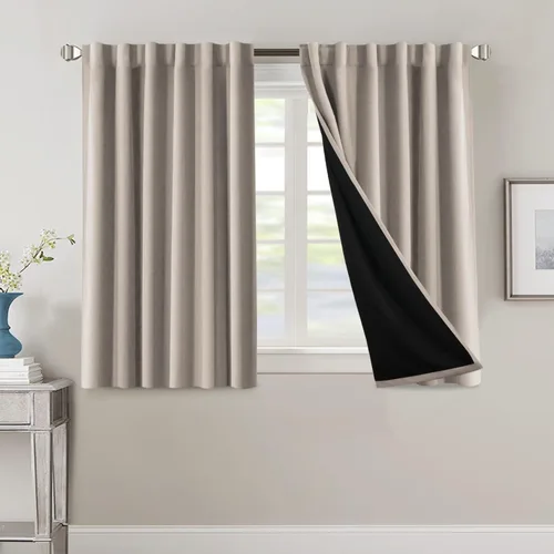 Miniatura 142 de H.VERSAILTEX Cortinas 100% opacas para dormitorio con forro negro, cortinas de oscurecimiento de habitación completa, con aislamiento térmico