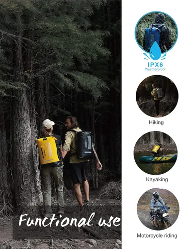 Miniatura 5 de IDRYBAG Mochila impermeable para hombres 20L/30L/40L, bolsa seca flotante para kayak, mochila seca para senderismo Negro