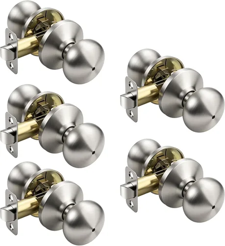 Miniatura 49 de KNOBWELL Paquete de 8 pomos de puerta de privacidad para baño y dormitorio, pomo de puerta negro mate con cerradura, cerradura de manija de puerta