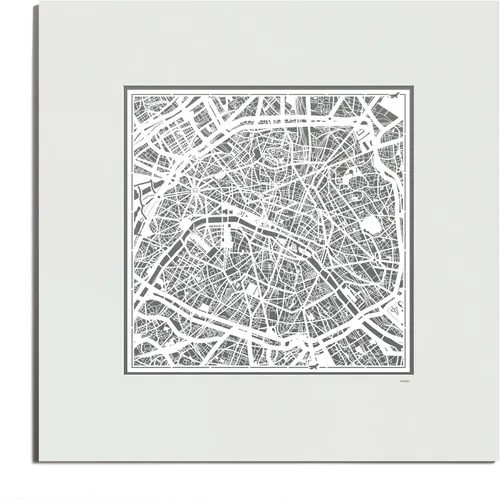Miniatura 115 de O3 Design Studio Mapa de corte de papel Madrid negro mate de 20 x 20 pulgadas