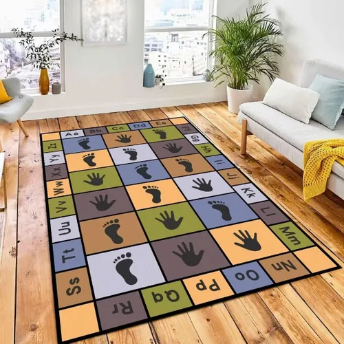 Hopscotch - Alfombras de juego para niños, alfombra educativa del alfabeto ABC, sala de juegos, dormitorio, sala de estar, decoración de aprendizaje