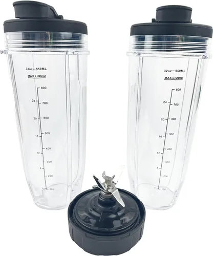 Miniatura 8 de Piezas de repuesto para licuadora Ninja sin BPA de 32 onzas y tapas de sellado para sorbos (2 juegos) aptos para lavavajillas, para licuadoras Ninja