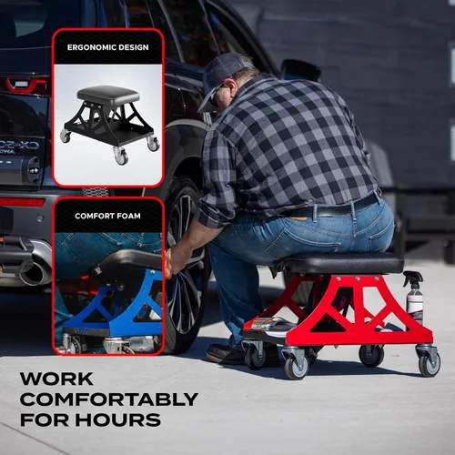 Miniatura 4 de Vyper Low Pro - Taburete de garaje con asiento extraíble para mecánicos, automoción, bricolaje, silla de taller con ruedas de capacidad de 400