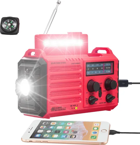 Miniatura 12 de Mesqool 12000 Radio de emergencia, radio meteorológica digital automática NOAA/AM/FM/SW con batería de respaldo, manivela con linterna, cargador