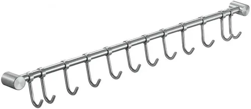 Miniatura 7 de Estante organizador de utensilios de cocina de acero inoxidable de 16.5 pulgadas con ganchos móviles para cacerola, cuchara, toalla