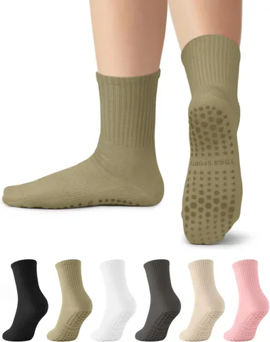 6 pares de calcetines de pilates antideslizantes para mujer, calcetines atléticos de yoga para barre ballet, descalzo, entrenamiento, hospital
