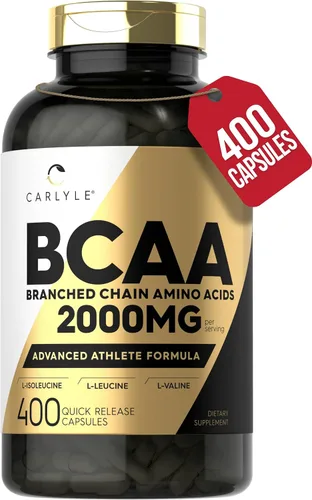 Carlyle BCAA Cápsulas | 2000 mg | 400 píldoras en polvo | Mezcla de suplemento de aminoácidos | para mujeres y hombres | con L-isoleucina,
