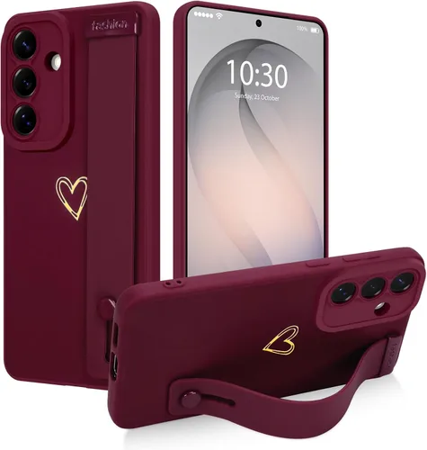 Miniatura 22 de Funda magnética compatible con Samsung Galaxy S25 Ultra para mujeres y hombres, estética flor de durazno, correa de muñeca ajustable incorporada