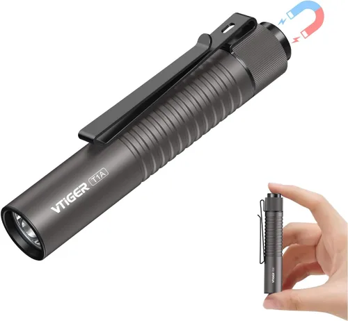 Miniatura 9 de VTIGER T1A Mini Linterna EDC de Bolsillo con Clip, 1300 Lúmenes Linterna Compacta AA Recargable LED Pequeña, Interruptor de Cola Súper Brillante
