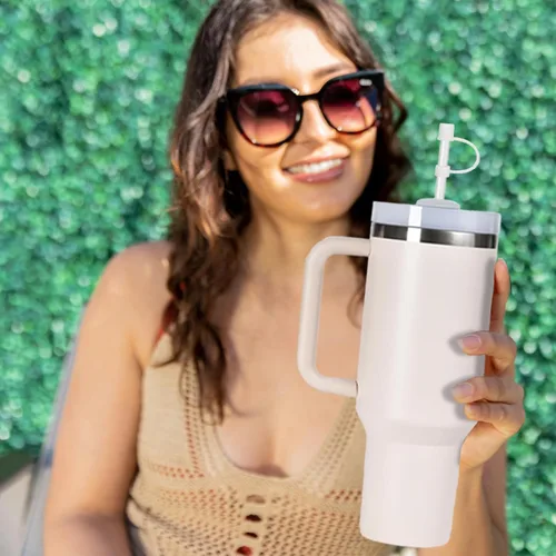Miniatura 6 de 6 piezas de cubiertas de pajita de silicona con tapa compatible con vaso Stanley de 30-40 oz con mango, tapa de 10 mm, cubiertas de pajita a prueba