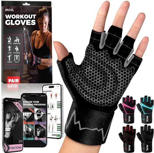 Miniatura 11 de MhIL Guantes de entrenamiento para mujer – Guantes de gimnasio transpirables para mujer con protección de palma y agarre mejorado – Guantes