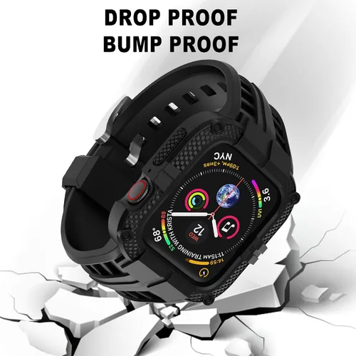 Miniatura 4 de Correa resistente para Apple Watch Series 9 de 45 mm, 44 mm, 42 mm, SE 9/8/7/6/5/4/3 para hombres, Negro, 41 mm/40 mm/38 mm, Deportes