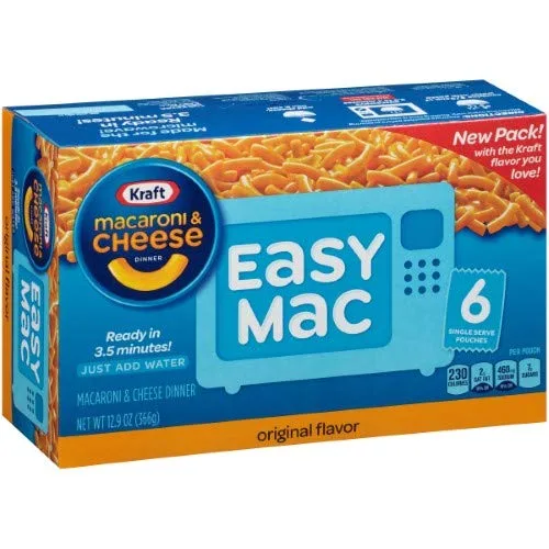 Kraft Easy Mac - Cena original de macarrones y queso (paquete de 2)