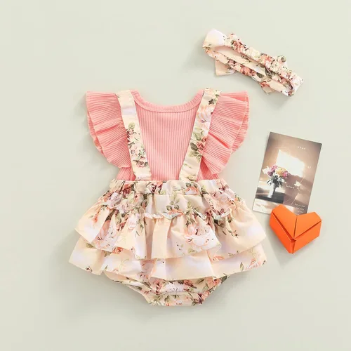 Miniatura 19 de Mubineo Ropa de verano para bebé niña, sin mangas, encaje floral, vestido de mameluco para recién nacido