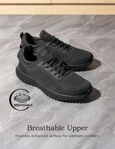 Miniatura 3 de Bruno Marc Zapatos de trabajo antideslizantes para hombre, zapatos para caminar, color negro y ligero, para cocinero, cocina, restaurante, tenis