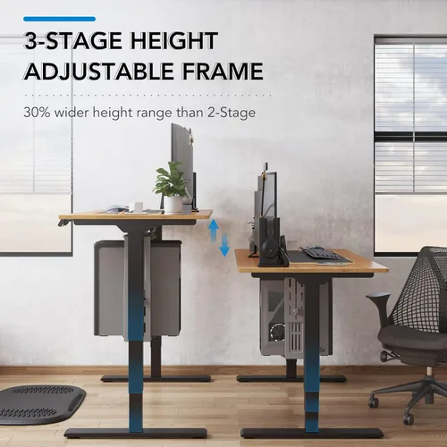 Miniatura 4 de FlexiSpot E6 Bamboo - Escritorio eléctrico de pie de 3 etapas con motor dual de 48 x 24 pulgadas, soporta 220 libras, altura ajustable con ajustes