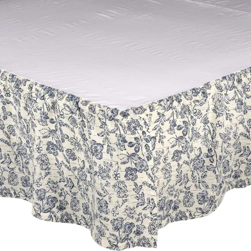 Miniatura 2 de Piper Classics Doylestown - Falda de cama floral tamaño individual con caída de 16", volante fruncido azul y crema, estilo casa de campo, decoración