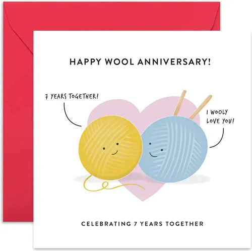Old English Co. Tarjeta de aniversario de boda para marido y esposa, bonita tarjeta de felicitación de aniversario de lana divertida, broma de humor