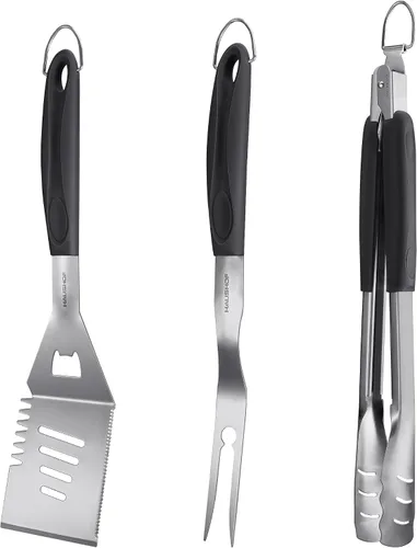 Miniatura 8 de HAUSHOF Accesorios para Parrilla Grandes de Servicio Pesado, Juego de Barbacoa, Regalos para Hombres y Mujeres - Espátula, Tenedor y Pinzas de Acero