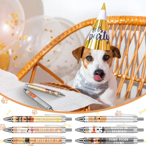 Miniatura 4 de Chuangdi 48 bolígrafos de perro lindos para escribir divertidos bolígrafos retráctiles Kawaii de tinta negra, punta fina, suave, regalo
