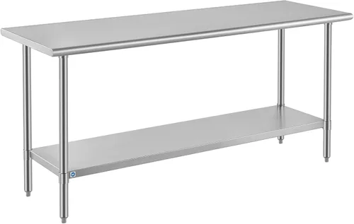 Miniatura 55 de Mesa de acero inoxidable para preparación y trabajo con protector contra salpicaduras, 24x72 pulgadas