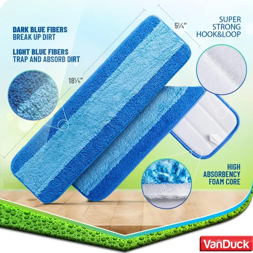 Miniatura 2 de VanDuck Almohadillas de limpieza de microfibra compatibles con trapeadores Bona de 18 pulgadas (paquete de 3) Almohadillas de limpieza de pisos