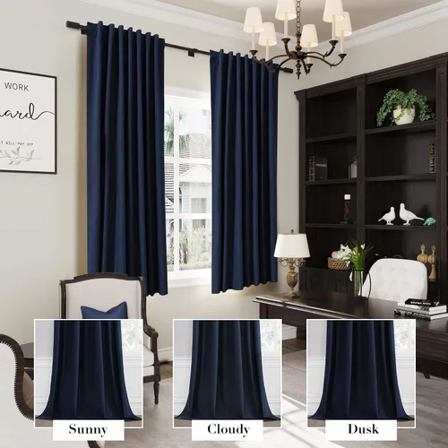 Miniatura 6 de Joywell Cortinas de lino 100% opacas de 45 pulgadas de largo, bolsillo para barra/pestaña trasera, cinturón de gancho/anillos de clip, cortinas