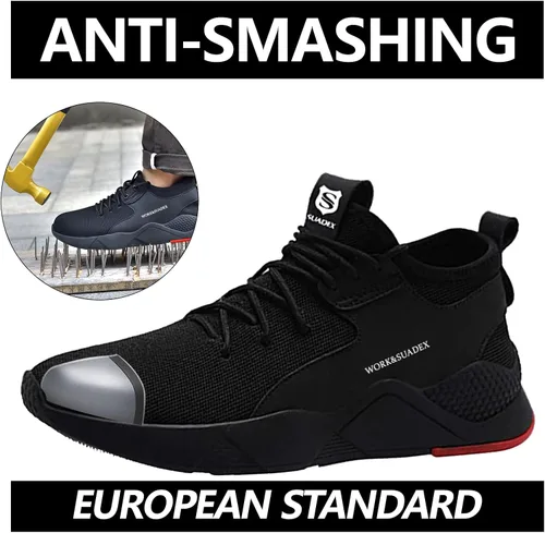 Miniatura 2 de SUADEX Zapatos de punta de acero para hombres y mujeres, zapatos de trabajo ligeros, indestructibles y transpirables, zapatos de seguridad