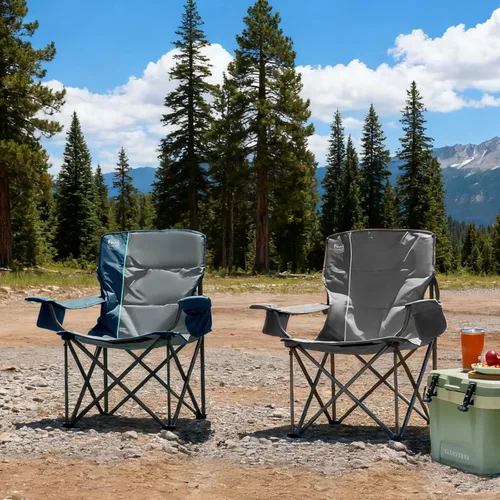 Miniatura 8 de TIMBER RIDGE Silla de campamento plegable de gran tamaño para adultos, soporta 550 libras resistente con portavasos bolsillo lateral