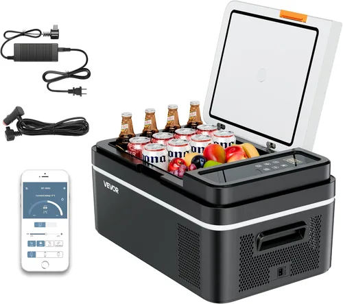VEVOR Refrigerador de automóvil, DC 12/24V AC100-240V, enfriador eléctrico de -4 °F a 68 °F con control de aplicación, congelador de automóviles de