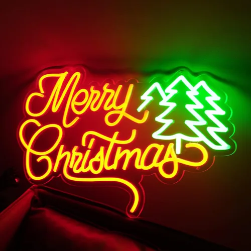 Miniatura 13 de Letreros de neón de Feliz Navidad para decoración de pared, letreros de luz LED de neón iluminados para ventana, dormitorio, fiesta de Navidad
