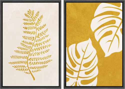 Miniatura 38 de SIGNWIN Lienzo enmarcado para pared, juego de arte con anillos de árbol de bosque grunge en blanco y negro, ilustraciones de naturaleza silvestre