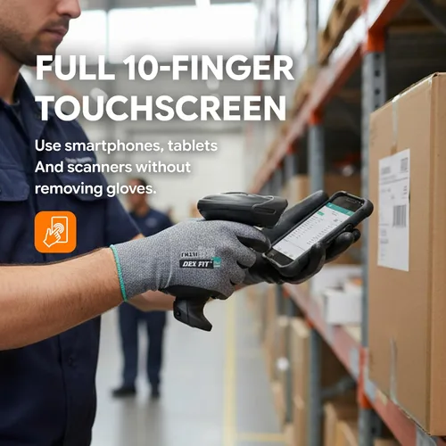 Miniatura 5 de DEX FIT Premium Black Work Gloves FN331, 3D Comfort Fit, Power Grip, Touchscreen, Nitrile Coated
