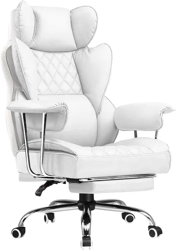 Miniatura 12 de COMHOMA Silla de Oficina Grande y Alta, Silla Gaming de Cuero con Respaldo Alto y Reposapiés, Silla de Oficina Ejecutiva Ergonómica con Soporte