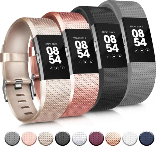 Miniatura 8 de Tobfit Bandas deportivas compatibles con Fitbit Charge 2, paquete de 4, pulseras de repuesto para mujeres y hombres, pequeñas/grandes
