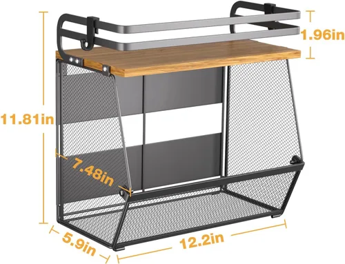 Miniatura 9 de Estante magnético para refrigerador con tapa de madera, estante magnético de gran capacidad para especias para refrigerador y cocina, contenedor